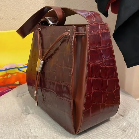 Vintage Marco Rossini Brown Bucket Bag Italian Leather - Picture 4 of 12